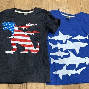 Instant message set of 2 boys tee shirts sz 4 blue and grey dinosaurs and sharks